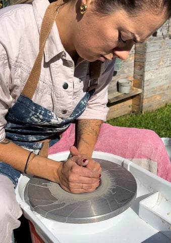 Grande coupelle en grès vert d'eau craquelé - Mundesi