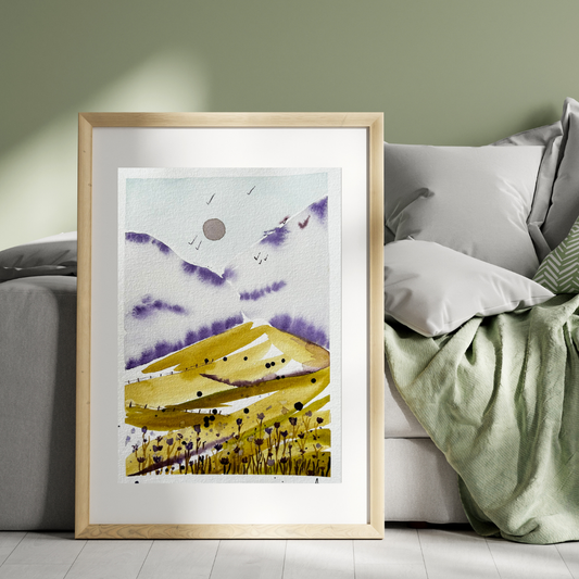 Aquarelle Prairie de montagne - Mundesi